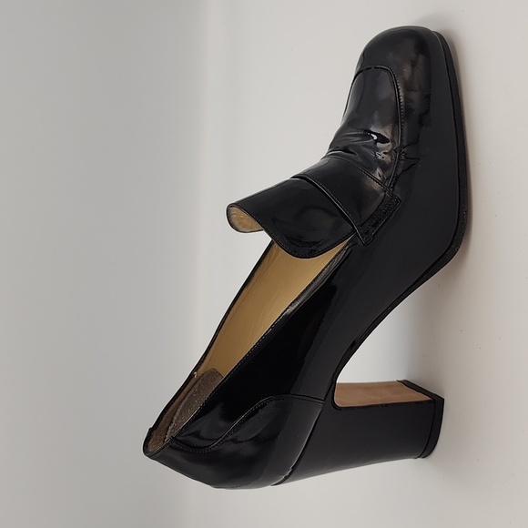 Chantal Shoes - CHANTAL - Italy Black Patent Leather Heeled Loafer, Size 6½